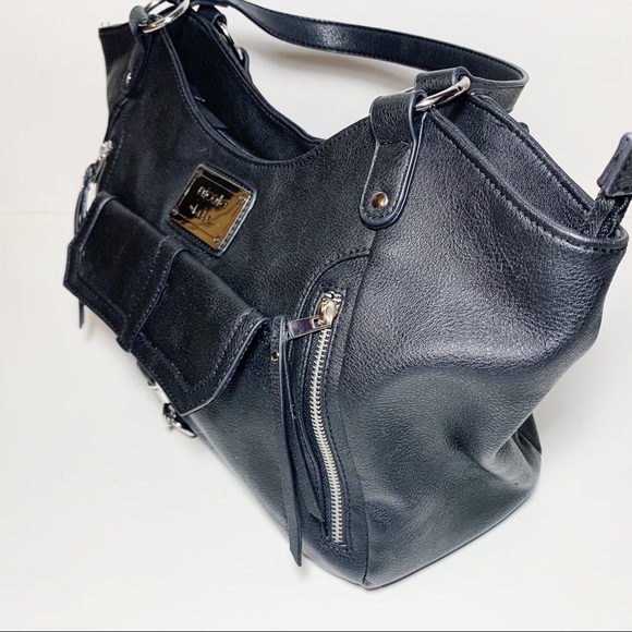 Nicole Miller Large Black Leather Shoulder Bag - Picture 7 of 7